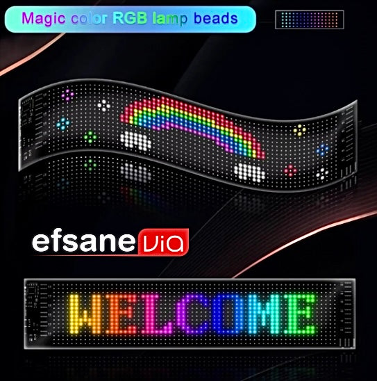 Matrix Esnek Kayar LED Panel 16x64 – Uzaktan Kumandalı Araç Camı Reklam ve Uyarı Ekranı