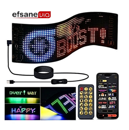Matrix Esnek Kayar LED Panel 16x64 – Uzaktan Kumandalı Araç Camı Reklam ve Uyarı Ekranı
